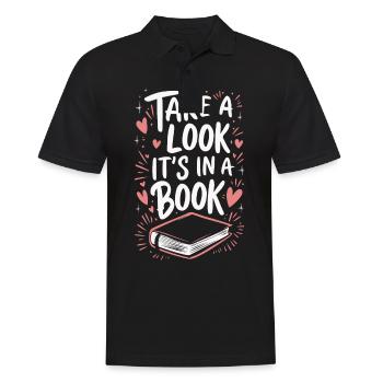 Bücher Buch lesen Bücherei Bibliothek Bücherwurm - Männer Poloshirt - Schwarz - Vorne - Kai (181cm)