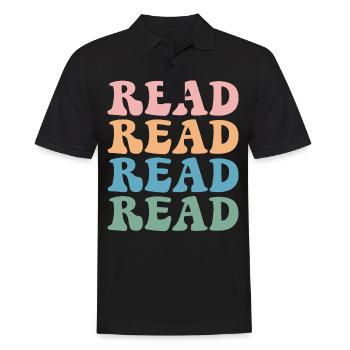 Bücher Buch lesen Bücherei Bibliothek Bücherwurm - Männer Poloshirt - Schwarz - Vorne - Kai (181cm)