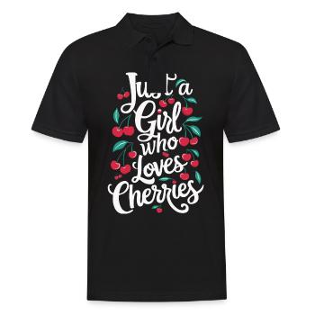 Kirsche Kirschen Früchte Essen - Männer Poloshirt - Schwarz - Vorne - Kai (181cm)