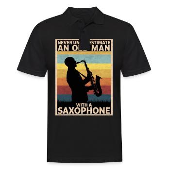 Saxophon Saxofon - Männer Poloshirt - Schwarz - Vorne - Kai (181cm)