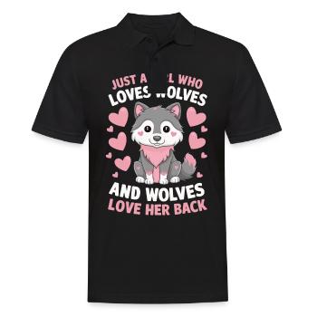 Wolf Wölfe Tier Jaulen - Männer Poloshirt - Schwarz - Vorne - Kai (181cm)