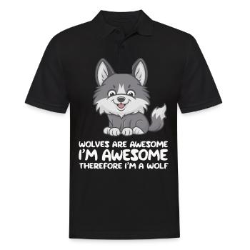 Wolf Wölfe Tier Jaulen - Männer Poloshirt - Schwarz - Vorne - Kai (181cm)
