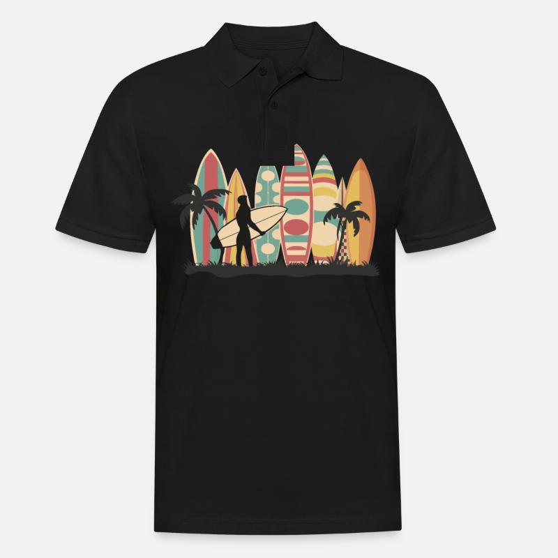 Surf Surfer Planche de surf Surfer Plage - Polo Homme - noir