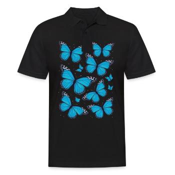 Schmetterling Monarchfalter Bunt Schmetterlinge - Männer Poloshirt - Schwarz - Vorne - Kai (181cm)