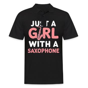Saxophon Saxofon - Männer Poloshirt - Schwarz - Vorne - Kai (181cm)