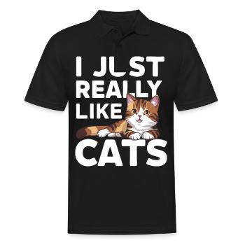 Chat Chats Amoureux Chat Propriétaire Chaton - Polo Homme - noir - Devant - Kai (181cm)