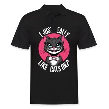 Chat Chats Amoureux Chat Propriétaire Chaton - Polo Homme - noir - Devant - Kai (181cm)