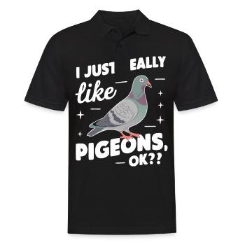 Pigeon Pigeons Animal Oiseau - Polo Homme - noir - Devant - Kai (181cm)