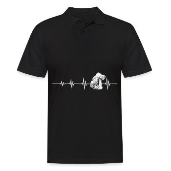 Pilz Herzschlag EKG Puls Heartbeat - Männer Poloshirt - Schwarz - Vorne - Kai (181cm)