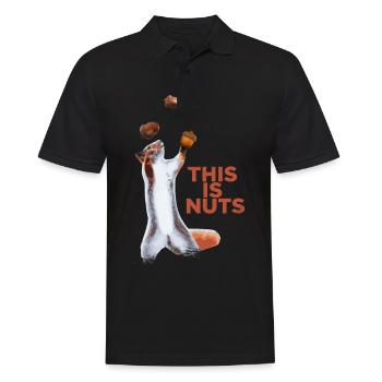 Funny squirrel juggles hazelnut talent - Men's Polo Shirt - black - Front - Kai (181cm)