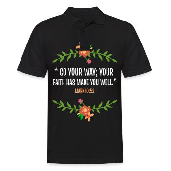 Bible verse Mark 10 52 - Men's Polo Shirt - black - Front - Kai (181cm)