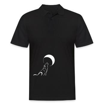 Howling Wolf, Moon - Men's Polo Shirt - black - Front - Kai (181cm)