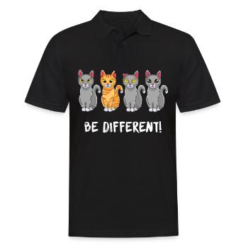 Be Different - Katze Spruch Cat - Süßes Katzen - Männer Poloshirt - Schwarz - Vorne - Kai (181cm)