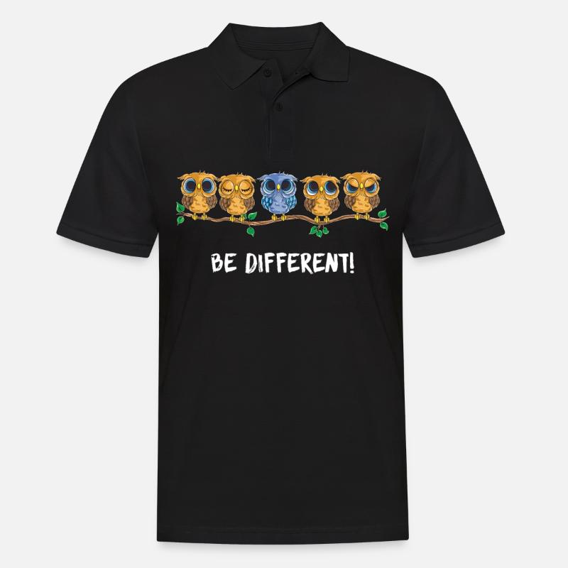 Be Different - Eule Spruch Owl Vogel - Süßes Eulen - Männer Poloshirt - Schwarz