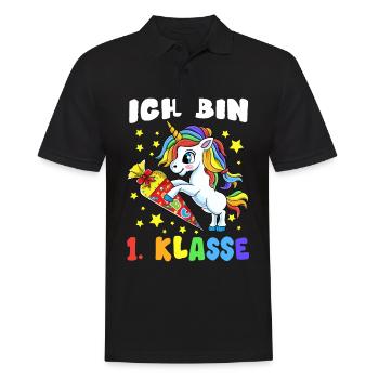 Schulkind 2020 Einhorn Unicorn Einschulung Schule - Männer Poloshirt - Schwarz - Vorne - Kai (181cm)