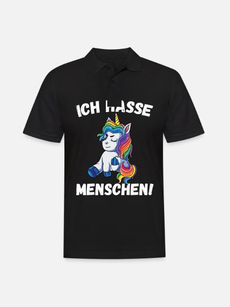 Ich Hasse Menschen Einhorn - Männer Poloshirt - Schwarz