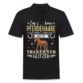 Das sind keine Pferdehaare das ist Trakehner Glitz - Männer Poloshirt - Schwarz - Vorne - Kai (181cm)