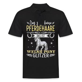 Das sind keine Pferdehaare das ist Welsh Pony Glit - Männer Poloshirt - Schwarz - Vorne - Kai (181cm)