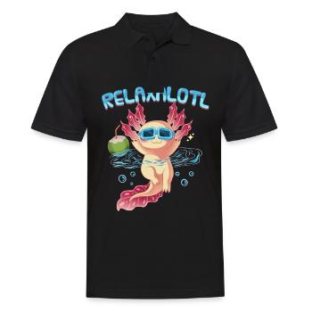 Relaxalotl Axolotl Urlaub Strand Schwimmen - Männer Poloshirt - Schwarz - Vorne - Kai (181cm)