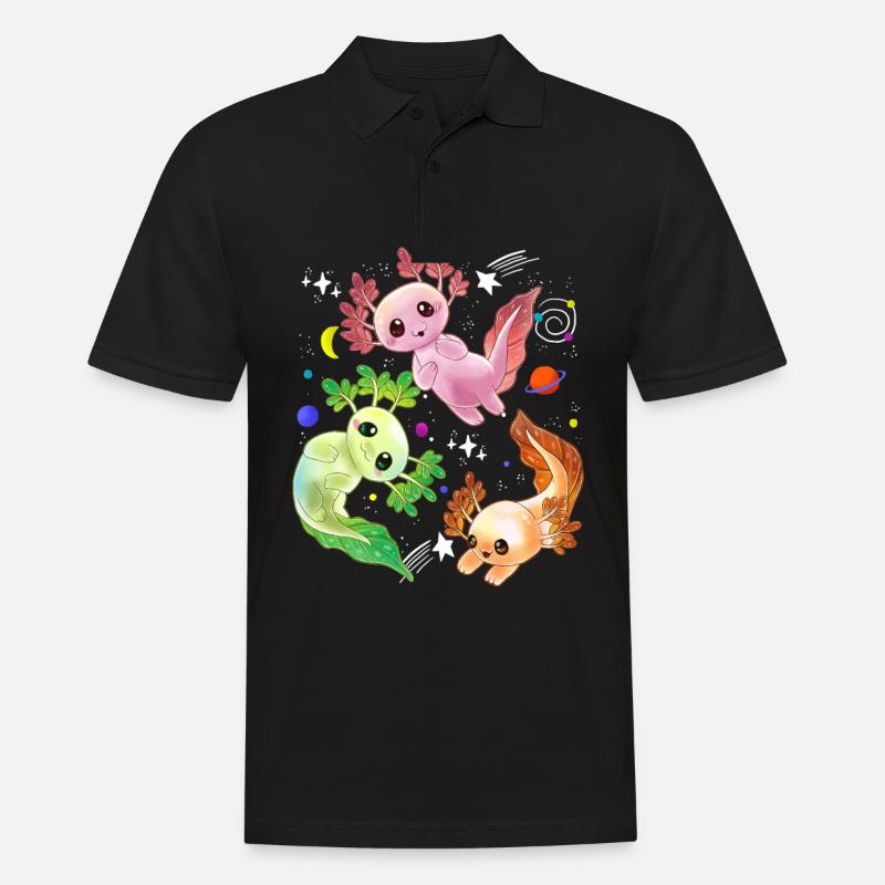 Axolotl Space Kawaii spatial fusée astronaute Pla - Polo Homme - noir