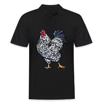 Wyandotten Poulets Type de poules fermiers - Polo Homme - noir - Devant - Kai (181cm)