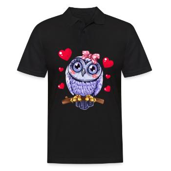 Cute Owl With Hearts Girls Ladies Owls - Men's Polo Shirt - black - Front - Kai (181cm)