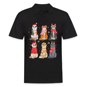 Katzen Weihnachtsbaum Weihnachten Spruch Meowy Cat - Männer Poloshirt - Schwarz - Vorne - Kai (181cm)