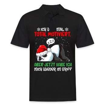 Ich War Mal Total Motiviert Weihnachten Panda - Männer Poloshirt - Schwarz - Vorne - Kai (181cm)