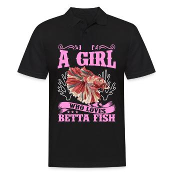 Just A Girl Who Loves Betta Fish Siamesischer Kamp - Männer Poloshirt - Schwarz - Vorne - Kai (181cm)