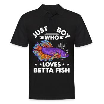 Just A Boy Who Loves Betta Fish Siamesischer Kampf - Männer Poloshirt - Schwarz - Vorne - Kai (181cm)