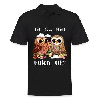 Ich Mag Halt Eulen, Okay? Lustiger Eule Spruch Owl - Männer Poloshirt - Schwarz - Vorne - Kai (181cm)