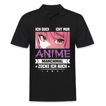 Ich Gucke Nicht Nur Anime Manchmal Zocke Ich Auch - Männer Poloshirt - Schwarz - Vorne - Kai (181cm)