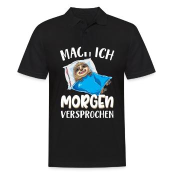 Mach Ich Morgen Versprochen Faul Müde Schlafen Fau - Männer Poloshirt - Schwarz - Vorne - Kai (181cm)