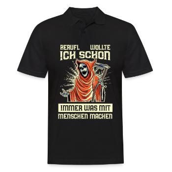 Beruflich Wollte Ich Schon Immer Was Mit Menschen - Männer Poloshirt - Schwarz - Vorne - Kai (181cm)