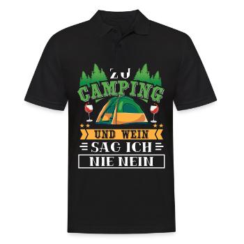 Zu Camping Und Wein Sag Ich Nie Nein Urlaub Zelten - Männer Poloshirt - Schwarz - Vorne - Kai (181cm)