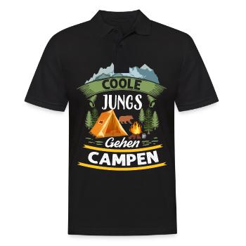 Coole Jungs Gehen Campen Camper Zelten Camping - Männer Poloshirt - Schwarz - Vorne - Kai (181cm)
