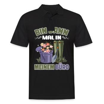 Bin Dann Mal In Meinem Büro Gartenarbeit Gärtner G - Männer Poloshirt - Schwarz - Vorne - Kai (181cm)