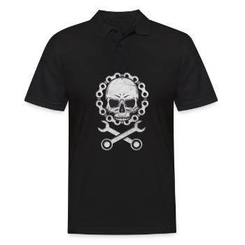 Skull Biker-Bicycle - Men's Polo Shirt - black - Front - Kai (181cm)