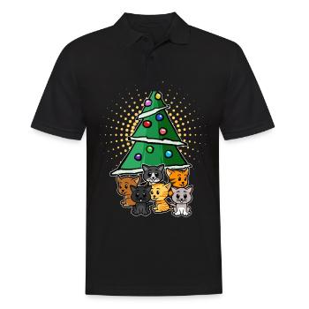 Cadeau de Noël avec des chats pour le propriétaire de chat - Polo Homme - noir - Devant - Kai (181cm)