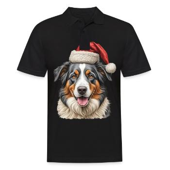 Chien Border Collie de Noël - Polo Homme - noir - Devant - Kai (181cm)