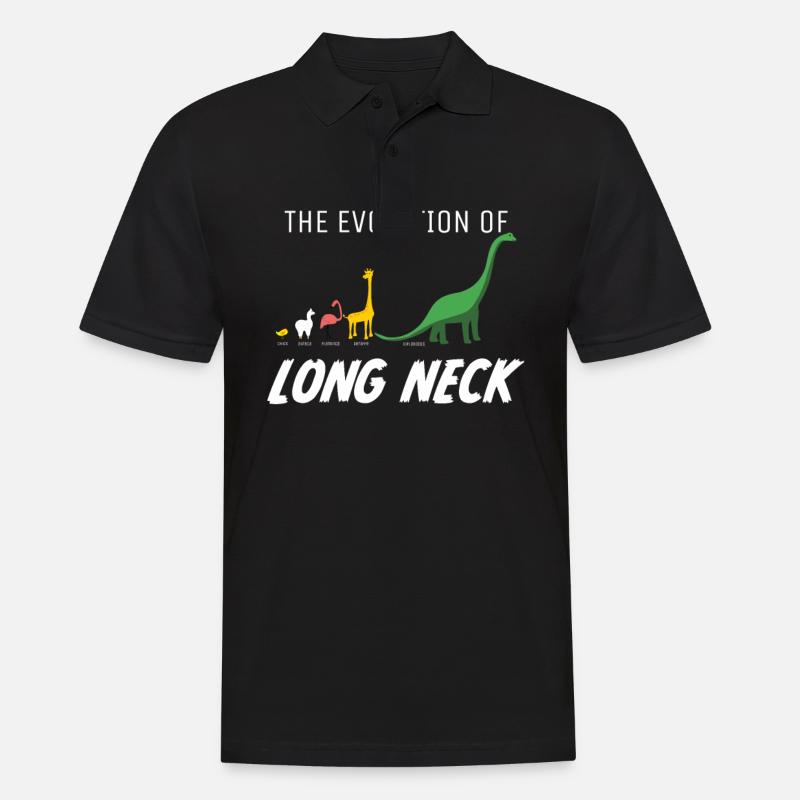 Evolution Langhals Giraffe Dinosaurier Flamingo - Männer Poloshirt - Schwarz