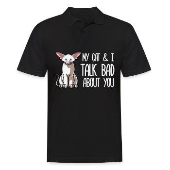 Meine orientalische Kurzhaarkatze und ich reden schlecht über dich - Männer Poloshirt - Schwarz - Vorne - Kai (181cm)