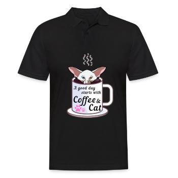 A Good Day Starts With A Coffee & A Oriental Short - Men's Polo Shirt - black - Front - Kai (181cm)