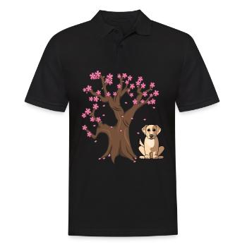 Labrador Retriver Dog Love-r Japanese Cherry Bloss - Polo Homme - noir - Devant - Kai (181cm)