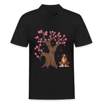 Boxer Dog Japanese Cherry Blossom Tree - Men's Polo Shirt - black - Front - Kai (181cm)