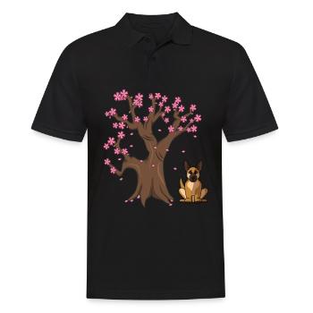 German Shepherd Dog Japanese Cherry Blossom Tree - Men's Polo Shirt - black - Front - Kai (181cm)