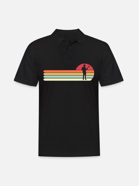 Retro Vintage Bass Gift for Dad, Funny Bass - Men's Polo Shirt - black