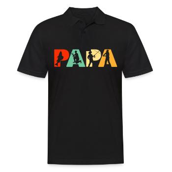 Papa de pêche, cadeau du père de pêche de papa rétro - Polo Homme - noir - Devant - Kai (181cm)