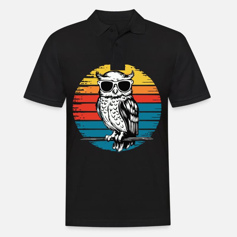 Nachteule Eule Eulen Vogel - Männer Poloshirt - Schwarz