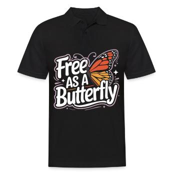 Schmetterling Monarchfalter Bunt Schmetterlinge - Männer Poloshirt - Schwarz - Vorne - Kai (181cm)
